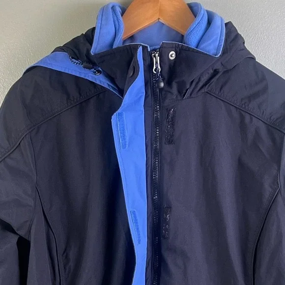 LL Bean Blue Full Zip Removable Sherpa Lining All Weather Hood Jacket Large Men - Picture 5 of 12